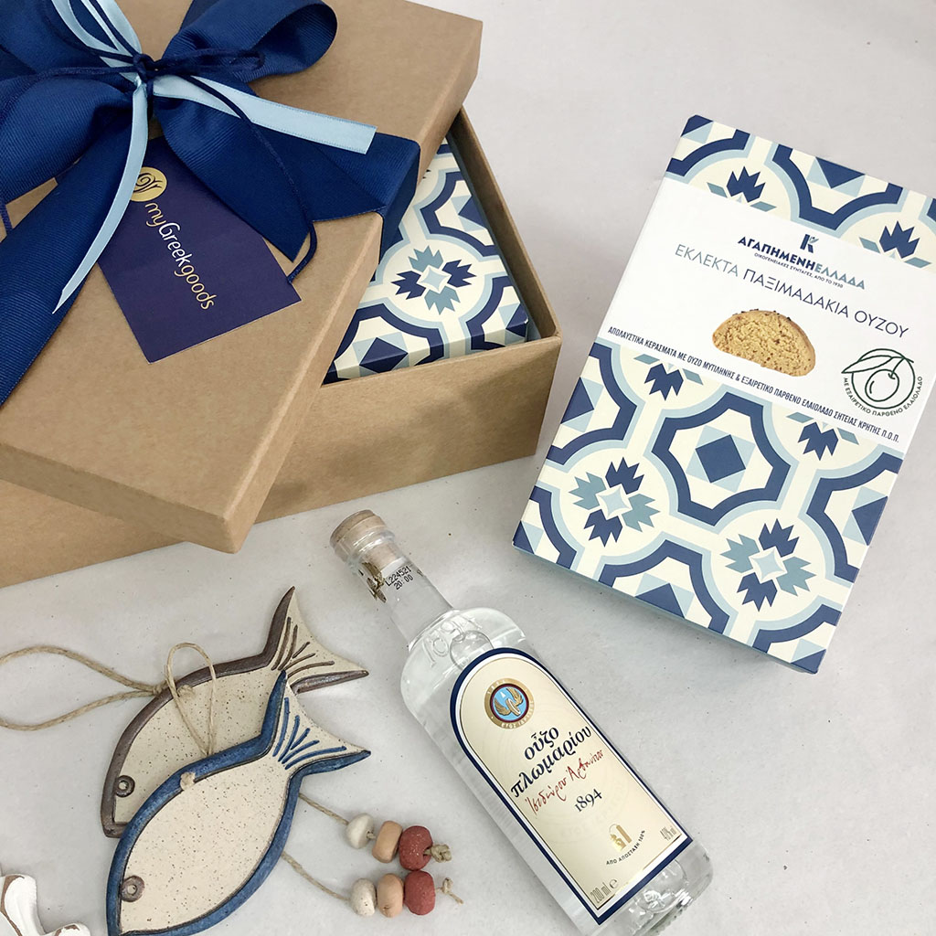 Greek Summer Gift Ceramic Fish Gift & Ouzo Plomari Buy